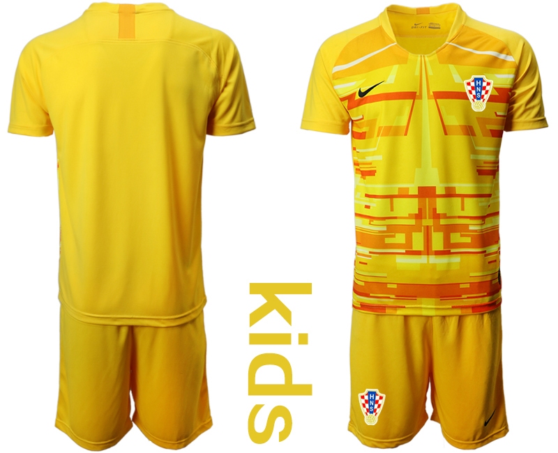 Cheap Youth 2021 European Cup Croatia yellow goalkeeper Soccer Jersey1